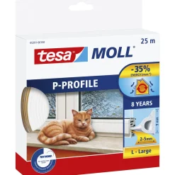 MOLL P-PROFIL TÆTNINGSLISTE 25 M X 9 MM X 5,50 MM HVID>Tesa Online