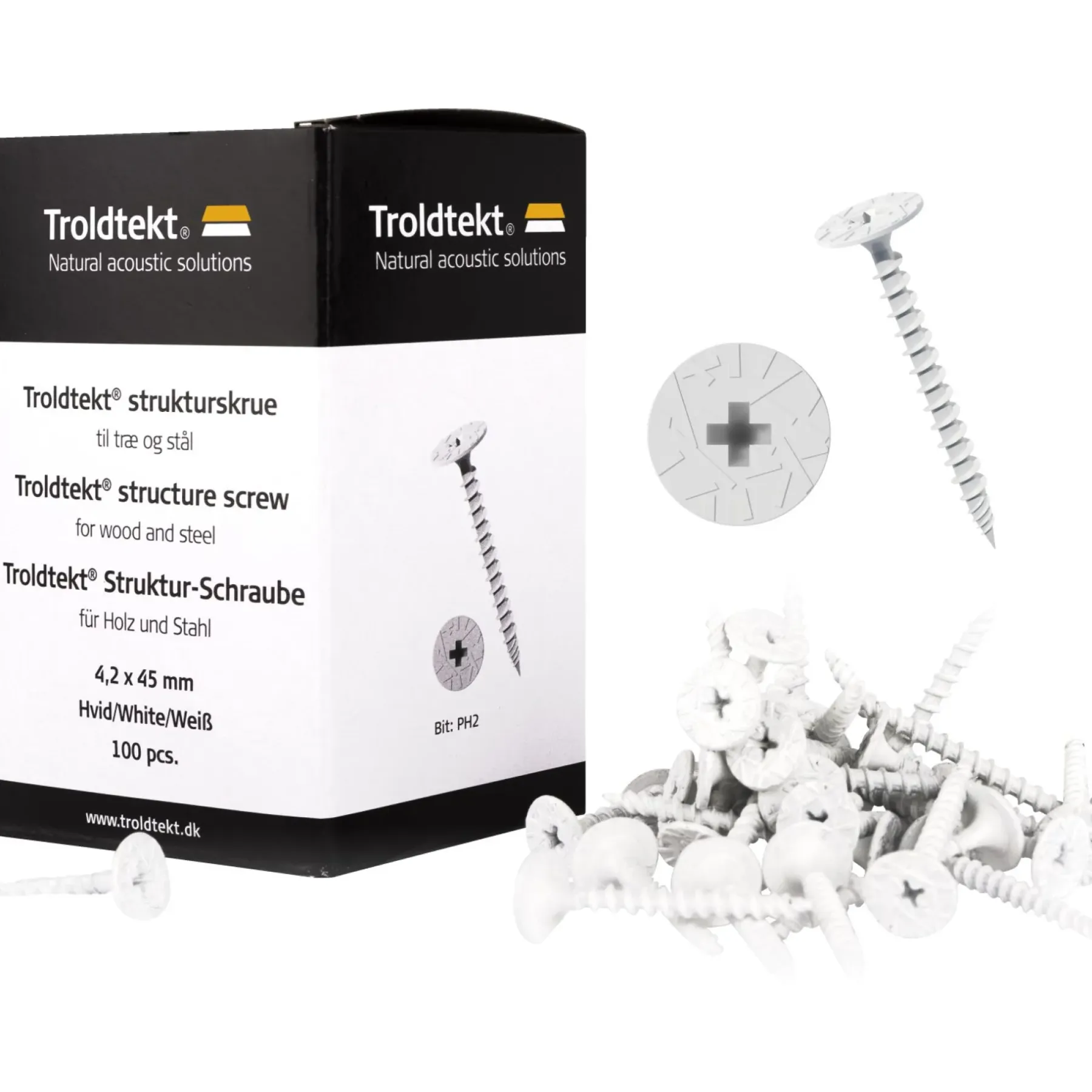 STRUKTURSKRUE HVID 4,2X45 MM>Troldtekt