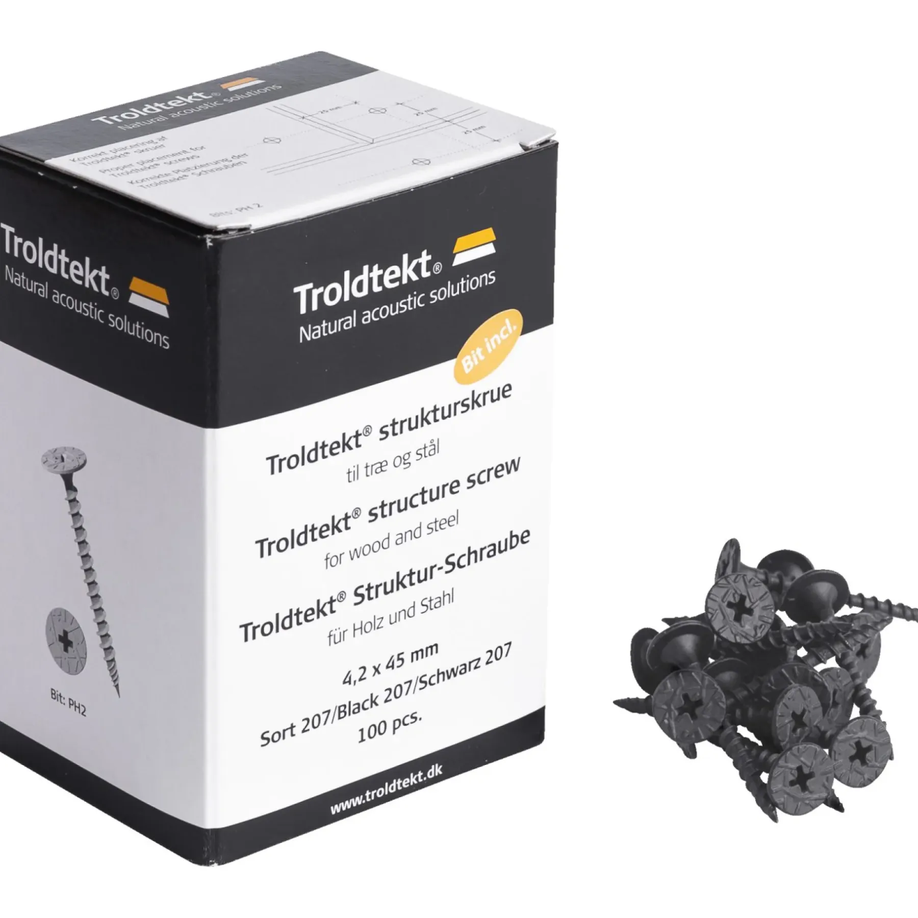 STRUKTURSKRUE SORT 4,2X45 MM>Troldtekt Hot