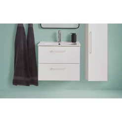 Badeværelsesmøbler ^ VASSO MILANO SOFTCLOSE BADMØBEL HVID 2 SKUFFER 60 CM