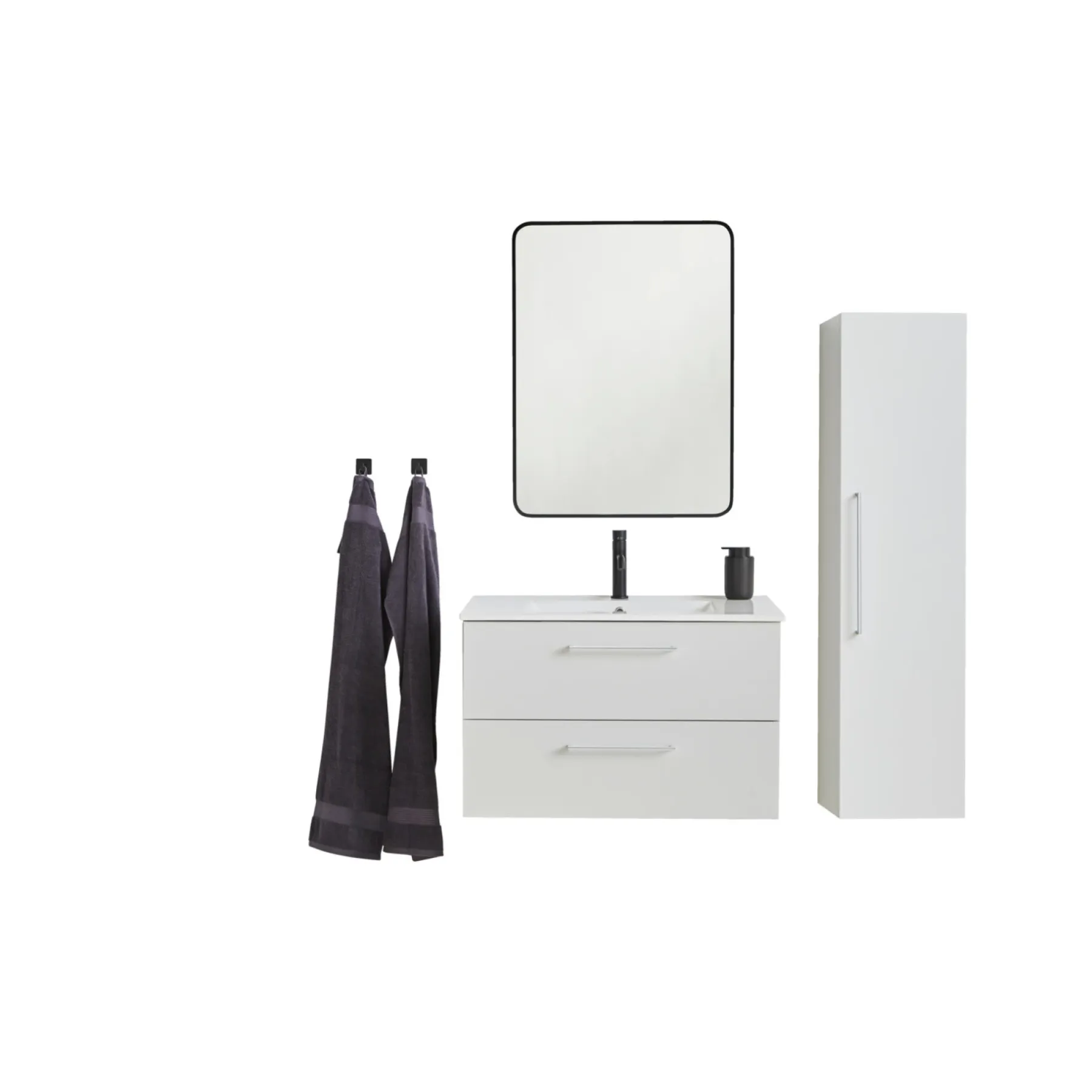 MILANO SOFTCLOSE BADMØBEL HVID 2 SKUFFER 80 CM>VASSO Clearance