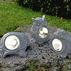 Solcellelamper ^ Veli Line ASSORTERET STENFIGUR SOLCELLE LAMPE GRÅ 10 CM