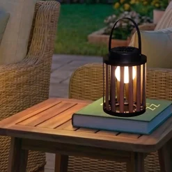 Solcellelamper ^ Veli Line MARBELLA SOLCELLE LANTERNE BRUN/SORT 24 CM