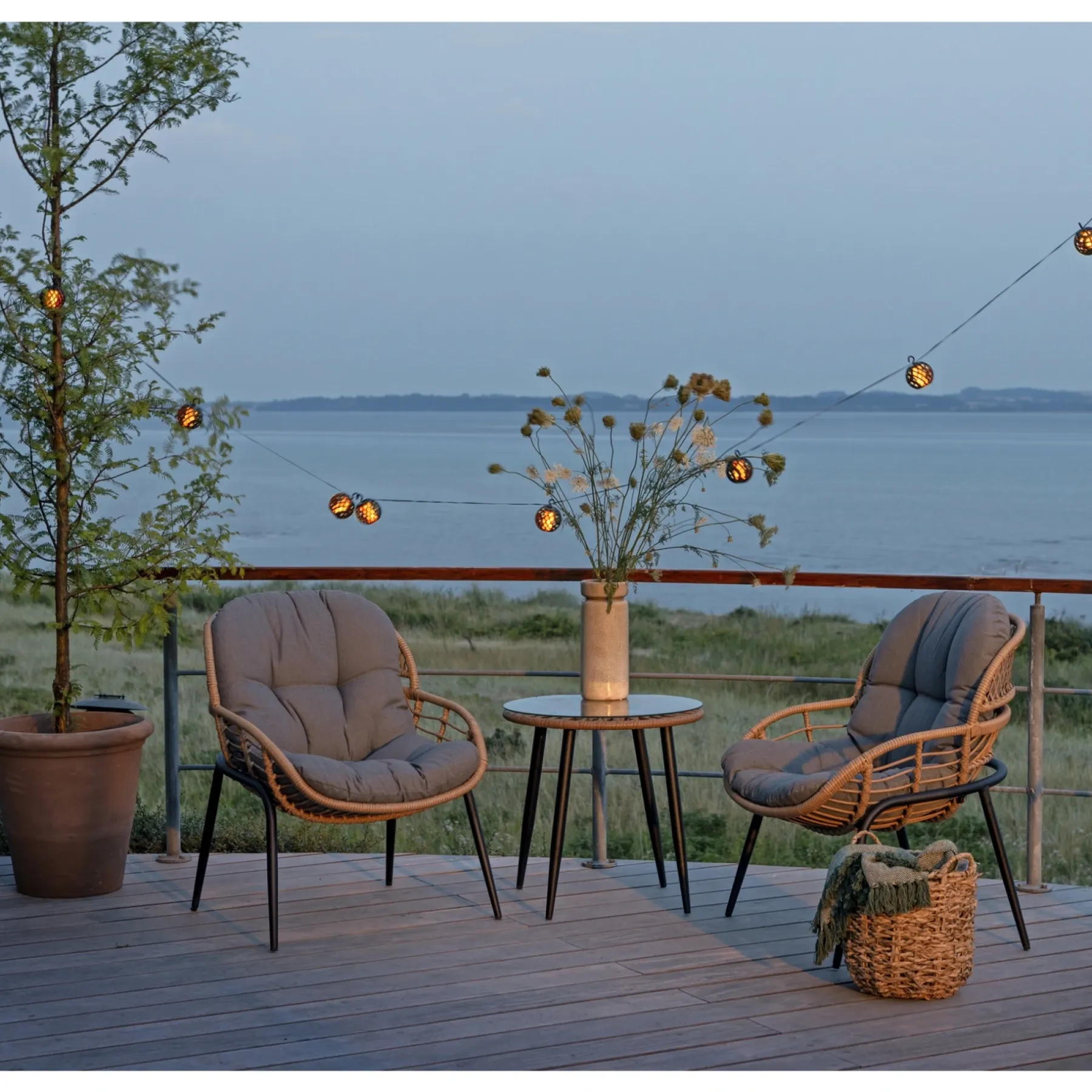Solcellelamper ^ Veli Line 5-PAK LED FLAMME SOLCELLE LYSKÆDE SORT 0 0