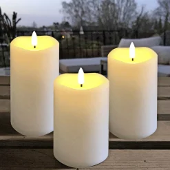 3-PAK HVIDE Ø7,5 X 10 + 12,5 + 15 CM LED BLOKLYS>Veli Line Discount