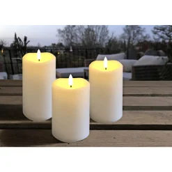 3-PAK HVIDE Ø7,5 X 10 + 12,5 + 15 CM LED BLOKLYS>Veli Line Discount