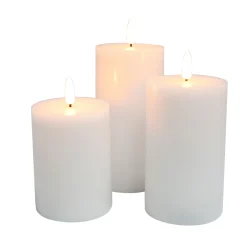3-PAK HVIDE Ø7,5 X10+12,5+15 CM LED BLOKLYS>Veli Line Sale