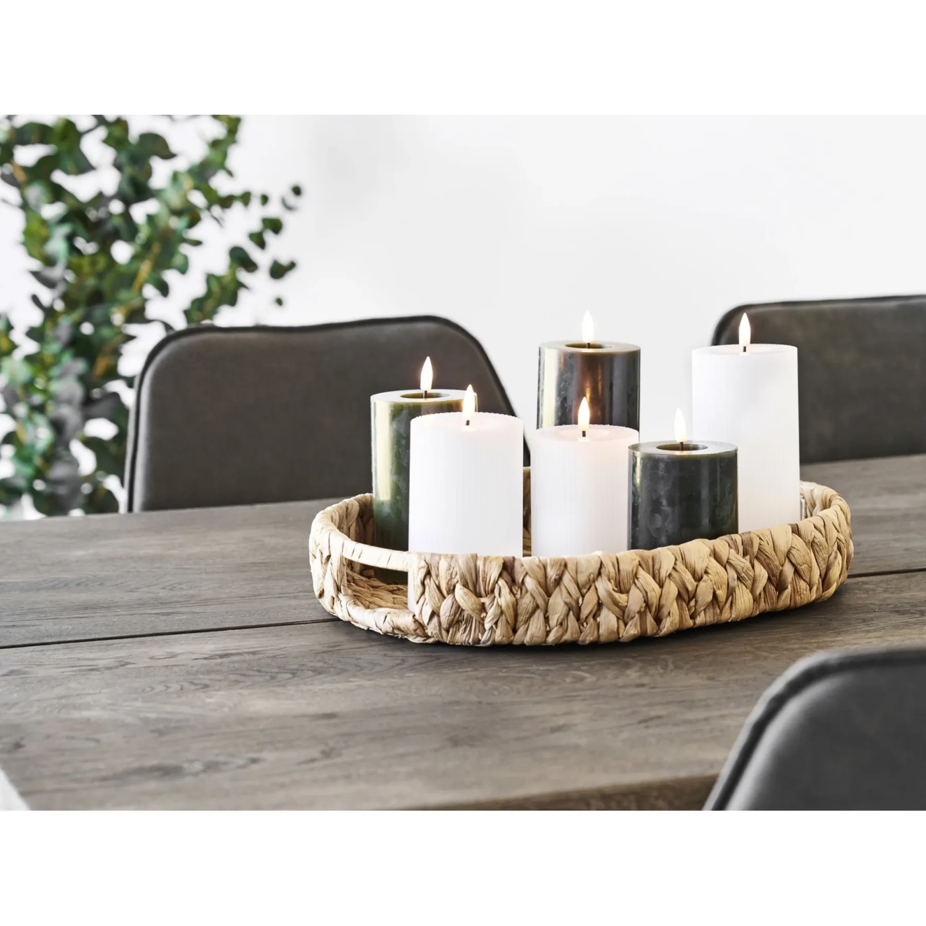 3-PAK OLIVENGRØNNE Ø 7,5X10+12,5+15 CM LED BLOKLYS>Veli Line Sale