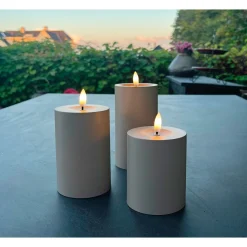 3-PAK TAUPEGRÅ Ø7X10+12,5+15 CM LED BLOKLYS>Veli Line