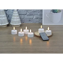 6 STK. HVIDE GENOPLADELIGE LED FYRFADSLYS>Veli Line Discount