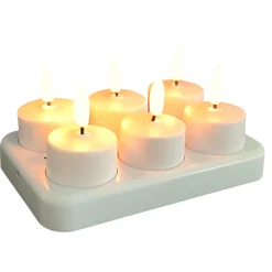 6 STK. HVIDE GENOPLADELIGE LED FYRFADSLYS>Veli Line Discount