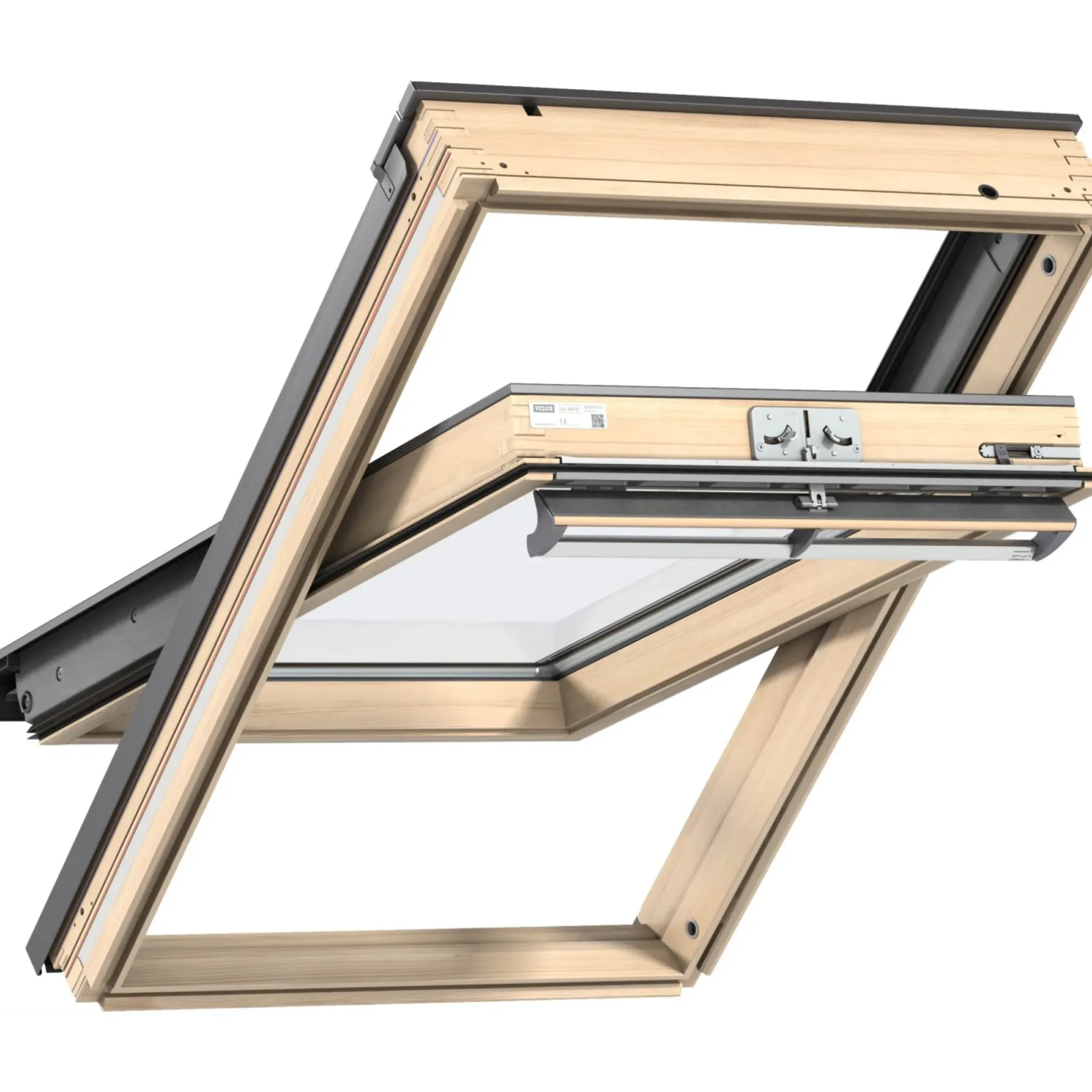 Ovenlysvinduer ^ Velux INTEGRA ELEKTRISK VIPPEVINDUE KLARLAKERET TRÆ 78 X 140 CM GGL MK08 206821
