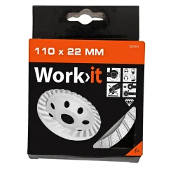 Tilbehør Elværktøj ^ Work>it DIAMANTSKRUBSKIVE Ø110 MM DIAMANTSLIBESKIVE Ø110X22 MM